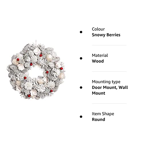 White & Red Front Door Wreath Wall Hanging Garland Ornament