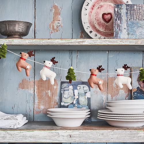 Lights4fun 1.35m Reindeer & Christmas Tree Felt Garland Decoration Indoor Use