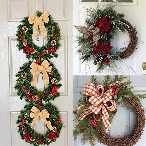4 Pack Retro Christmas Wreath Natural Grapevine Rattan Wreaths Christmas Round Wreath Craft Sets DIY Rattan Wreath Garland Wall Hanging Decoration for Holiday Wedding Christmas Decoration