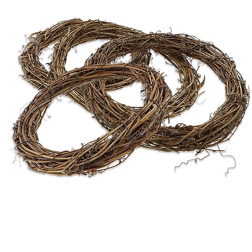 20cm Natural Grapevine Wreath - Vine Branch Wreath Rattan Wreath for DIY Christmas Craft, Front Door Wall Hanging, Wedding and Party Decors（3 Pack ）