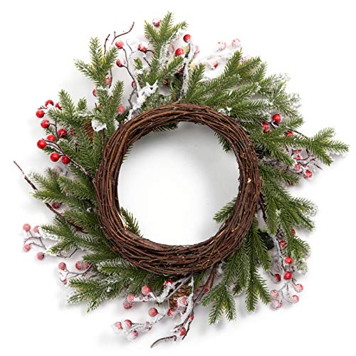 BEJOY Artificial Christmas Wreath,Pine Cone Decoration 13-45cm Wreath with Red Berries Snowflake for Christmas Indoor Outdoor Decor Home Front Door Hanging Wall Window