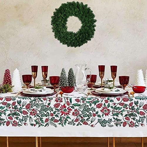 40cm Classic Decorative Christmas Wreath, Artificial Green Xmas Wreath for Indoor & Outdoor Home Decoration Ornament, Green (Green)