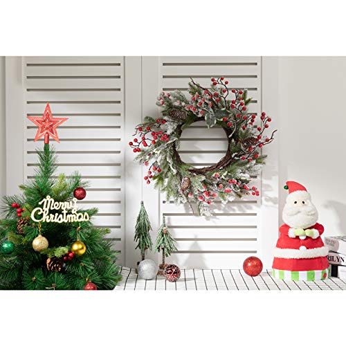 BEJOY Artificial Christmas Wreath,Pine Cone Decoration 13-45cm Wreath with Red Berries Snowflake for Christmas Indoor Outdoor Decor Home Front Door Hanging Wall Window