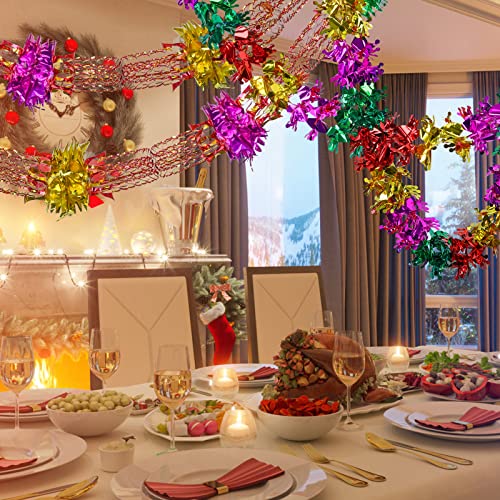 4Pcs Christmas Foil Garland, Christmas Ceiling Decorations Hanging Decorations Garland for Christmas New Year Birthday Party Wedding Party, Valentine's Day Party Supplies