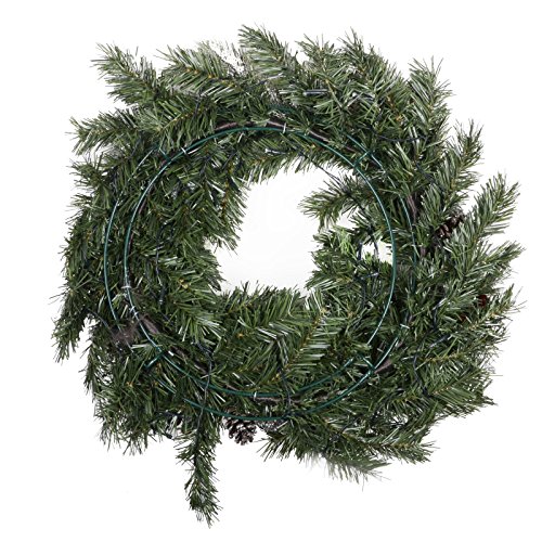 SPARKLES 24" (61cm) Light Up LED Green Snow Frosted Christmas Xmas Wreath Door Decoration, Polyester, Neutral, one Size