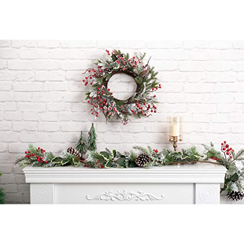 BEJOY Artificial Christmas Wreath,Pine Cone Decoration 13-45cm Wreath with Red Berries Snowflake for Christmas Indoor Outdoor Decor Home Front Door Hanging Wall Window
