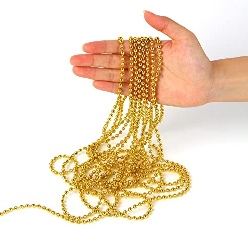 DERAYEE Christmas Bead Chain, 32.8ft Christmas Bead Garland DIY Art & Craft Christmas Bead for Xmas Gift Table Room Tree Party Decorations(Gold)