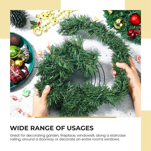Pelle & Sol 52ft/16m Christmas Garland | Artificial Green Tinsel Christmas Tree Decorations | Ornamental Xmas Garland for Christmas Mantlepiece Decorations, Wall Decor & Christmas Gifts