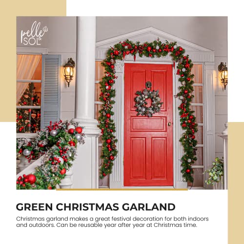 Pelle & Sol 52ft/16m Christmas Garland | Artificial Green Tinsel Christmas Tree Decorations | Ornamental Xmas Garland for Christmas Mantlepiece Decorations, Wall Decor & Christmas Gifts