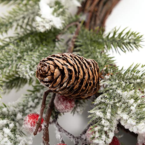 BEJOY Artificial Christmas Wreath,Pine Cone Decoration 13-45cm Wreath with Red Berries Snowflake for Christmas Indoor Outdoor Decor Home Front Door Hanging Wall Window