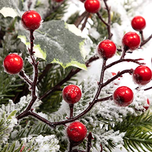 BEJOY Artificial Christmas Wreath,Pine Cone Decoration 13-45cm Wreath with Red Berries Snowflake for Christmas Indoor Outdoor Decor Home Front Door Hanging Wall Window