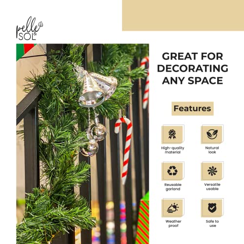 Pelle & Sol 52ft/16m Christmas Garland | Artificial Green Tinsel Christmas Tree Decorations | Ornamental Xmas Garland for Christmas Mantlepiece Decorations, Wall Decor & Christmas Gifts