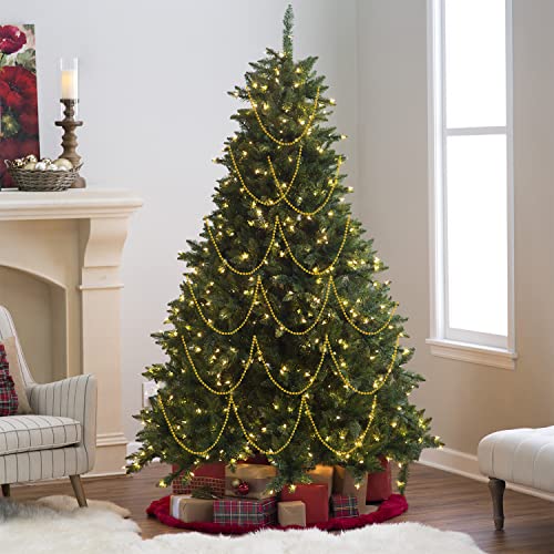 DERAYEE Christmas Bead Chain, 32.8ft Christmas Bead Garland DIY Art & Craft Christmas Bead for Xmas Gift Table Room Tree Party Decorations(Gold)