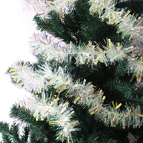 DIYASY 6M Christmas Tinsel Garlands For Christmas Tree and Home Decorations (Rainbow White)