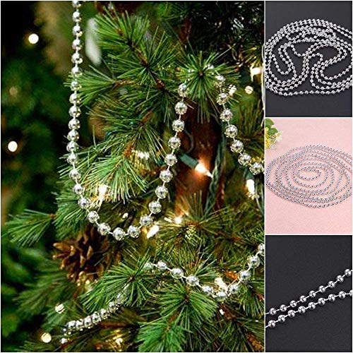 SHATCHI Metallic 24ft Hanging Bead Garland Christmas Tree Xmas Home Room Decor Party Tinsel String Chain – Red, Silver, Gold, 1