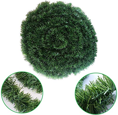 LOKIPA Green Christmas Garland Decorations,50Feet/15.5 M Christmas Tinsel Garland Artificial Greenery Garland Decorations