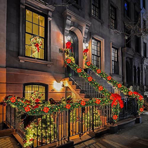 Christmas Garland with Lighting, 270 cm, Warm White Christmas Garland, Artificial Christmas Decoration Garland for Interior Decoration, Fireplaces, Stairs, Wall Door Home Decorations
