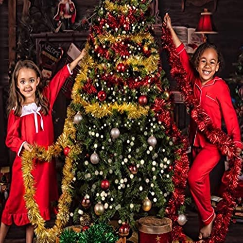 WHITE HILL 3 x Tinsel Garland Christmas Tree Decorations - Wedding Birthday -Party Supplies - Special Events -Decorative Accents - 2 meter Long - 11cm Thick pack of 3 (Red)