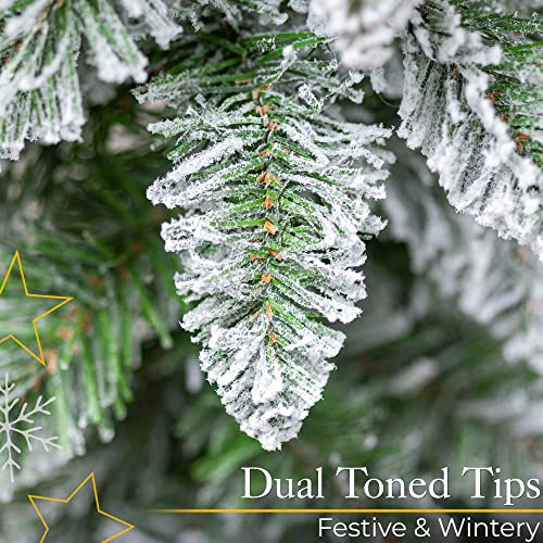 Christow Frosted Christmas Garland for Fireplace and Stairs 2.7m / 9ft, Luxury Thick Artificial Snowy Winter Spruce Decoration 2022