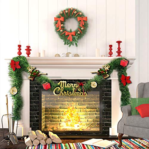 LOKIPA Green Christmas Garland Decorations,50Feet/15.5 M Christmas Tinsel Garland Artificial Greenery Garland Decorations