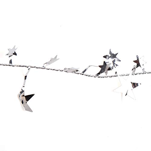VEYLIN 25ft Star Shaped Tinsel Wire Garland for Christmas Trees Decoration (Silver)