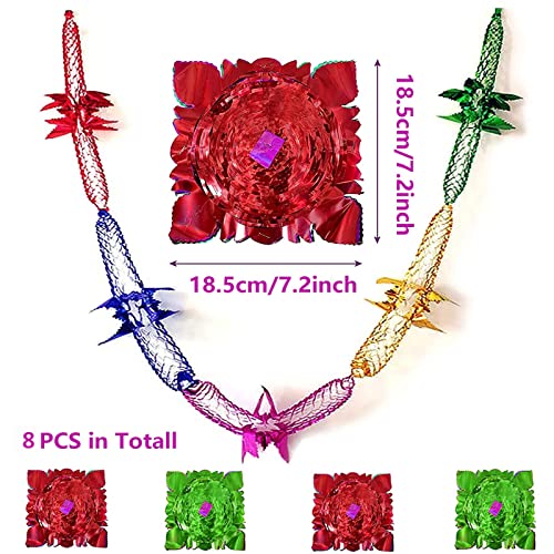 8 Pack Christmas Ceiling Decorations, Christmas Tinsel Xmas Hanging Decorations 9ft Christmas Foil Garland Festive Ceiling Decorations Swirls for Xmas New Year Holiday Party Supplies