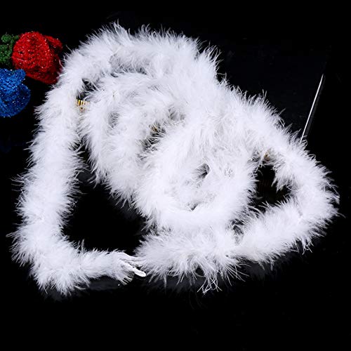 RASHION 5PCS x 2M Christmas Tree White Feather Boa - Fluffy Garland Boa Ribbon Strip for Xmas Tree Party Decor