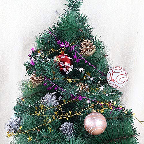 VEYLIN 25ft Star Shaped Tinsel Wire Garland for Christmas Trees Decoration (Silver)