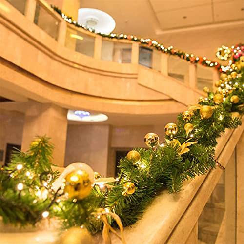 EZSTAX 2PCS Christmas Garland Artificial Plain Garlands Christmas Fireplace Garland Home Decorations Long Wreath Garland 8.9ft/2.7M