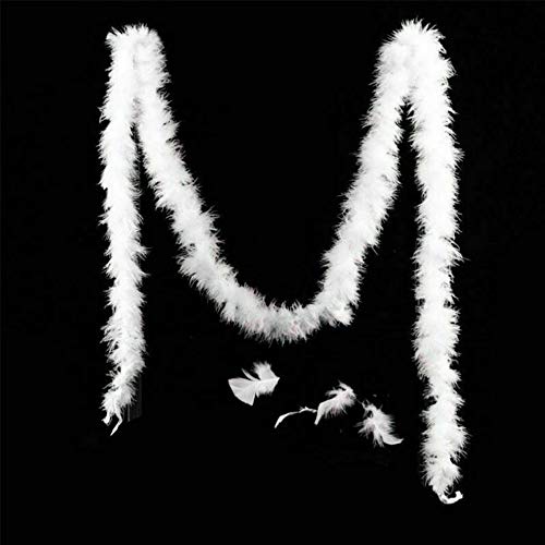 RASHION 5PCS x 2M Christmas Tree White Feather Boa - Fluffy Garland Boa Ribbon Strip for Xmas Tree Party Decor