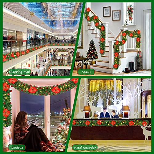 Christmas Garland with Lighting, 270 cm, Warm White Christmas Garland, Artificial Christmas Decoration Garland for Interior Decoration, Fireplaces, Stairs, Wall Door Home Decorations