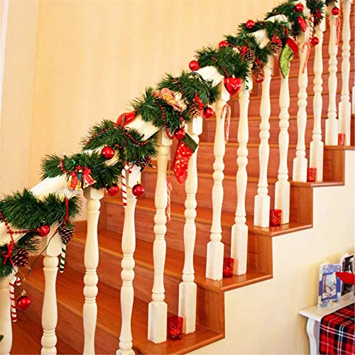 EZSTAX 2PCS Christmas Garland Artificial Plain Garlands Christmas Fireplace Garland Home Decorations Long Wreath Garland 8.9ft/2.7M