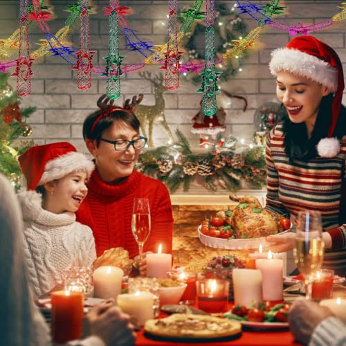 8 Pack Christmas Ceiling Decorations, Christmas Tinsel Xmas Hanging Decorations 9ft Christmas Foil Garland Festive Ceiling Decorations Swirls for Xmas New Year Holiday Party Supplies