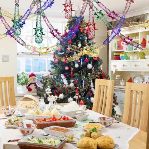 8 Pack Christmas Ceiling Decorations, Christmas Tinsel Xmas Hanging Decorations 9ft Christmas Foil Garland Festive Ceiling Decorations Swirls for Xmas New Year Holiday Party Supplies