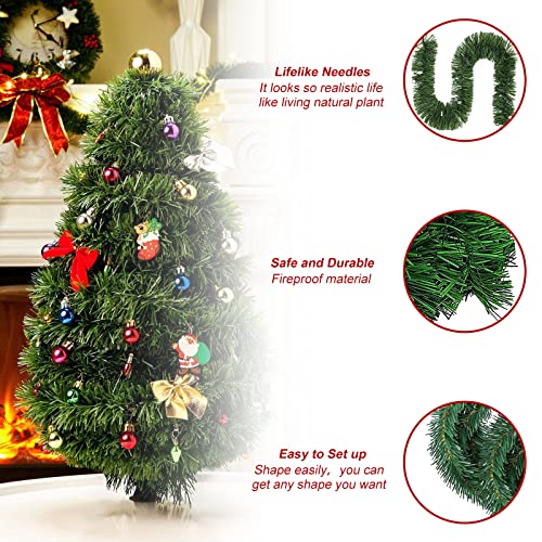 NefLaca 72FT/22M Christmas Garland with 48Pcs Christmas Bows 45Pcs Christmas balls Decoration Artificial Pine Garland for Outdoor Indoor Christmas Home Garden Holiday Wedding Party Stairs Fireplace