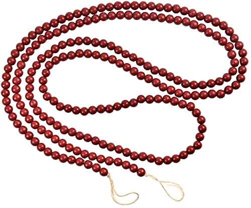 Christmas Wooden Bead Garland Bright Red Wood Bead Garland Christmas Tree Holiday Decoration (Dark Red)