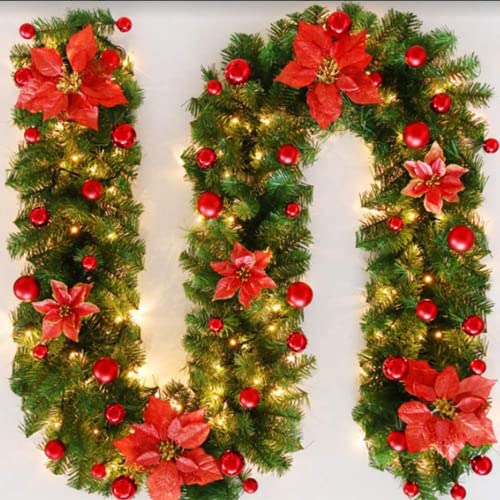Christmas garlands,christmas garland with lights,2.7m christmas wreath decorations with Lights,christmas garland decorations,christmas wreaths for front door,christmas garlands for fireplaces