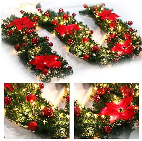 Christmas garlands,christmas garland with lights,2.7m christmas wreath decorations with Lights,christmas garland decorations,christmas wreaths for front door,christmas garlands for fireplaces