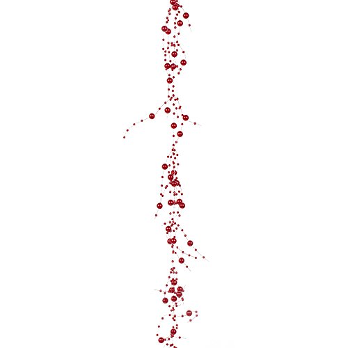 Robelli Christmas Tree Berry Pearl Bead Garland Decoration - 2 meters (Red)