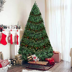 Keyohome 6FT Christmas Garland Decoration with Led Lights Pre-lit Christmas Garland Decor with 30 LED Light PineCone Red Berries Baubles for Christmas Wedding Bedroom