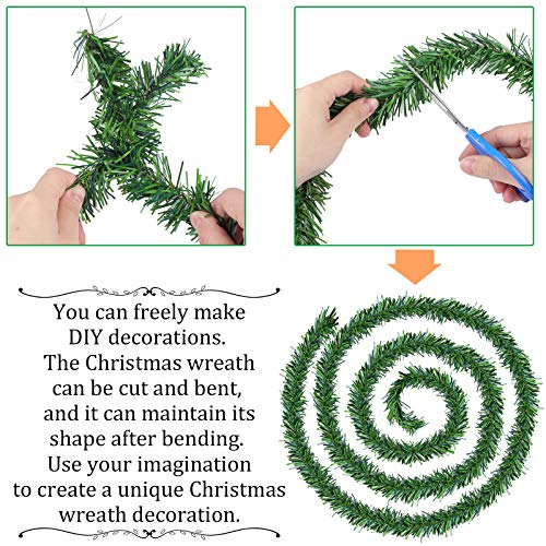 ANECO 32.8 Yards Christmas Garland Decorations Artificial Green Pine Garlands Holiday Christmas Greenery Wreaths Decoration for Christmas Wedding Party