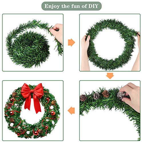 ANECO 32.8 Yards Christmas Garland Decorations Artificial Green Pine Garlands Holiday Christmas Greenery Wreaths Decoration for Christmas Wedding Party