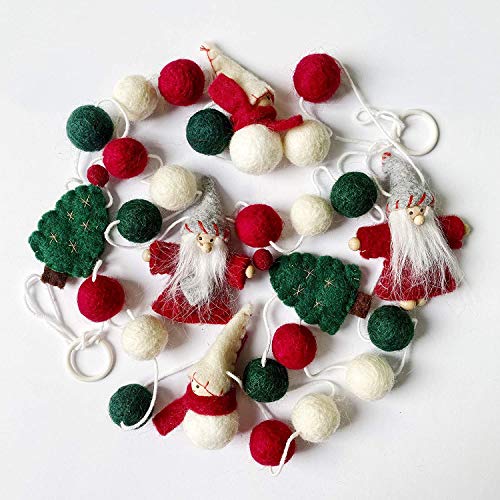 Christmas Wool Felt Decortation Banner Handmade Wool Felt Snowman Xmas Tree Santa Claus Felt Balls Garland for Home Kids Rome Fireplace Windows Indoor Festive New Year Xmas Christmas 2021 Party Décor