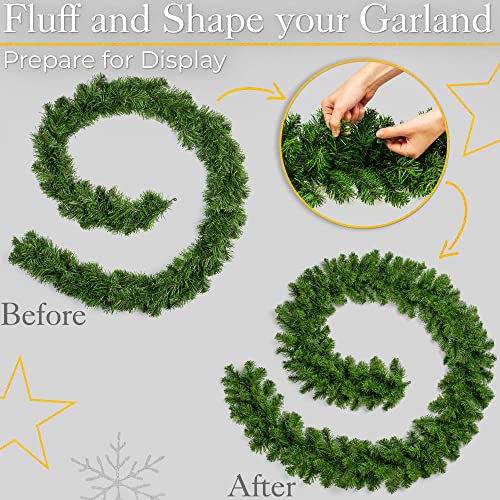 Christow Christmas Garland for Fireplace and Stairs 1.8m / 6ft, Luxury Thick Artificial Plain Green Winter Spruce Decoration 2022