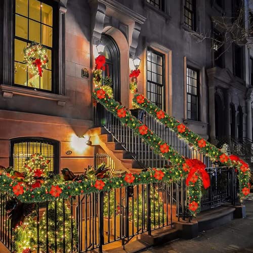 Christmas garlands,christmas garland with lights,2.7m christmas wreath decorations with Lights,christmas garland decorations,christmas wreaths for front door,christmas garlands for fireplaces