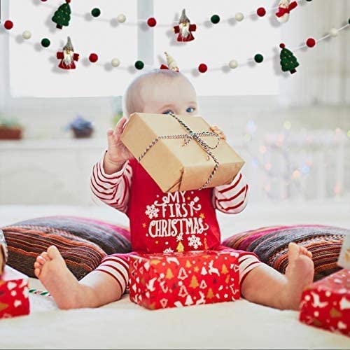 Christmas Wool Felt Decortation Banner Handmade Wool Felt Snowman Xmas Tree Santa Claus Felt Balls Garland for Home Kids Rome Fireplace Windows Indoor Festive New Year Xmas Christmas 2021 Party Décor