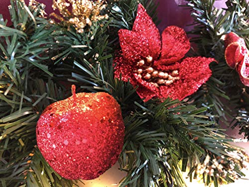 Your Home Online Pre Lit Red Stairs Luxury Fireplace Christmas Garland 9ft Swag 40 Warm White Lights