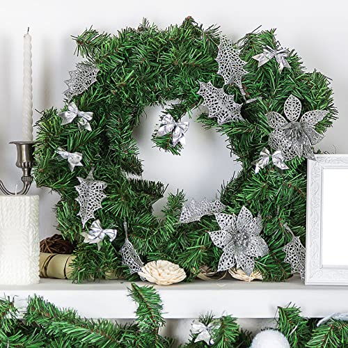 ANECO 32.8 Yards Christmas Garland Decorations Artificial Green Pine Garlands Holiday Christmas Greenery Wreaths Decoration for Christmas Wedding Party