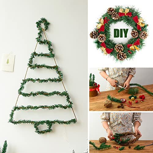 72Feet/22M Christmas Garland with 24Pcs Christmas Bows and 100Pcs Christmas Berries Artificial Christmas Pine Green Garland for Tree Stairs Fireplaces Garden Decoration