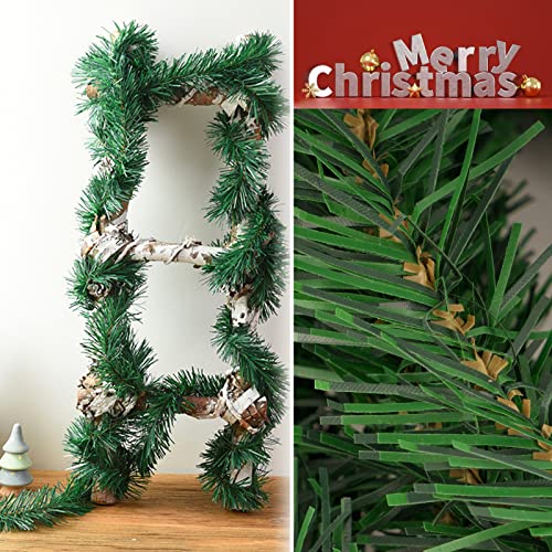 72Feet/22M Christmas Garland with 24Pcs Christmas Bows and 100Pcs Christmas Berries Artificial Christmas Pine Green Garland for Tree Stairs Fireplaces Garden Decoration